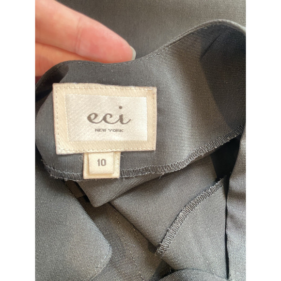 ECI Blouse Womens Size 10 Black Ruffle Halter Top Career Office Dinner Shirt - Picture 6 of 9